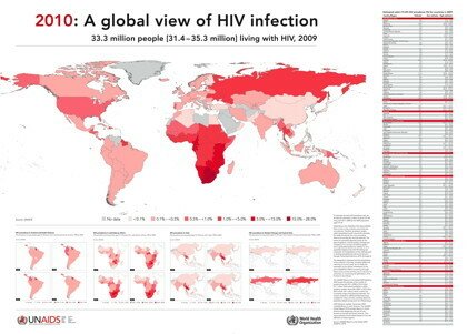 Carte prévalence VIH en 2010