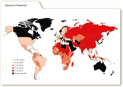Carte mondiale des traitements par antirétroviraux.