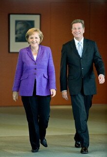 Photo d'Angela Merkel avec Guido Westerwelle