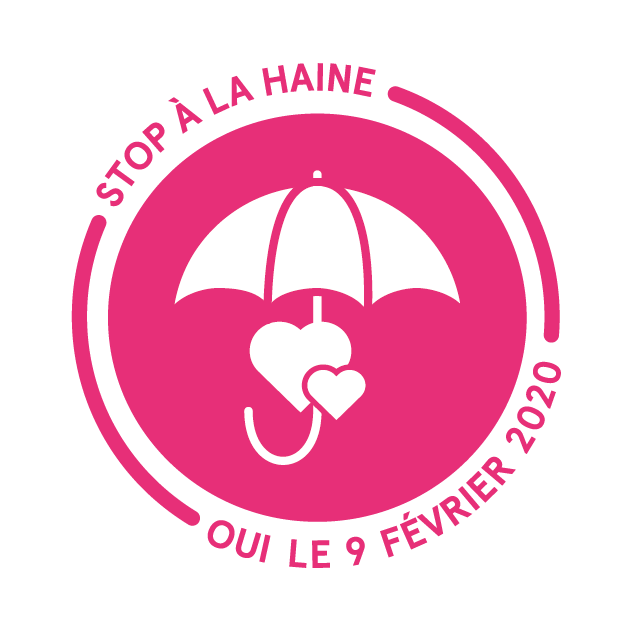 logo Stop à la haine, oui le 9 février 2020 ©contre-les-discriminations-oui.ch